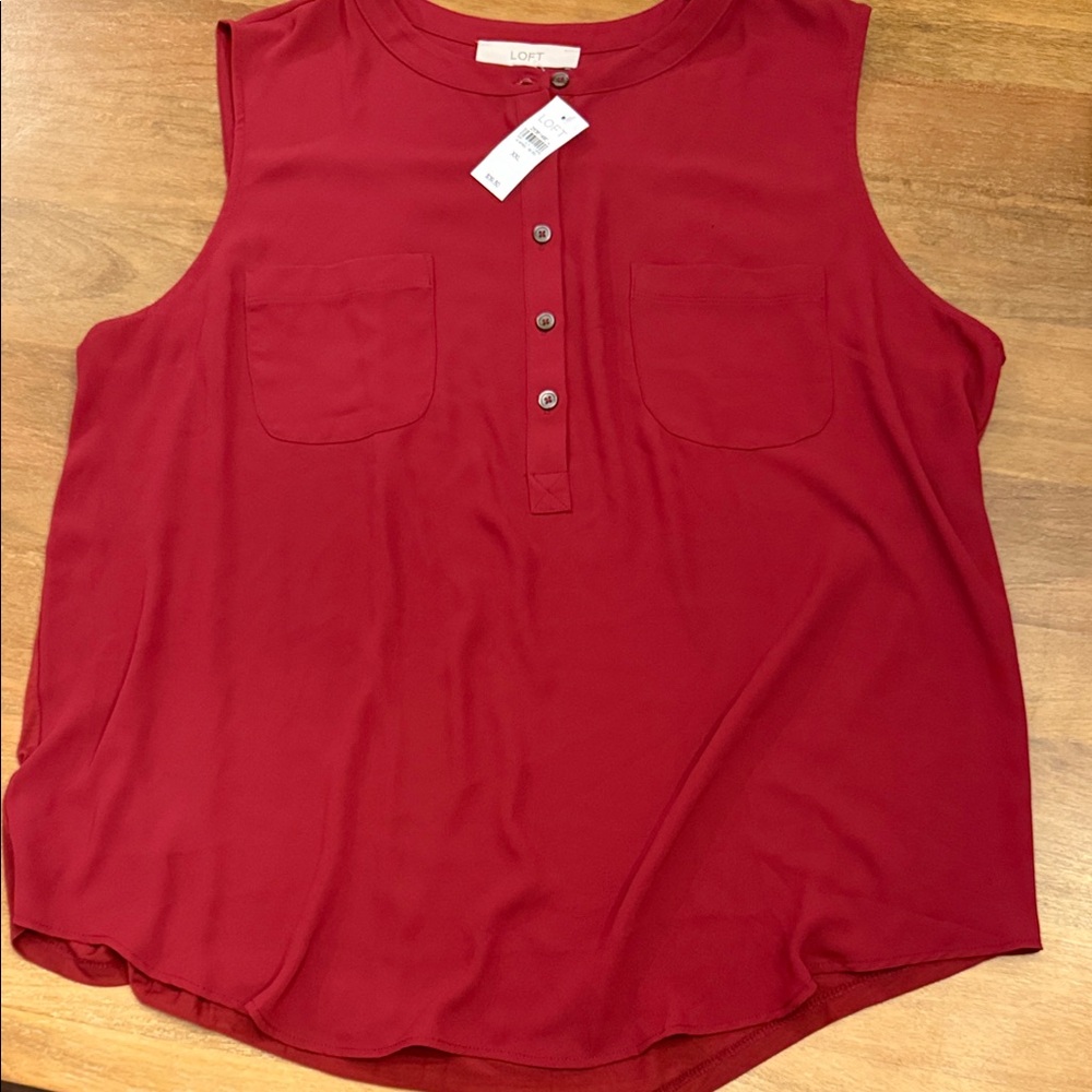 LOFT XXL New Women's Rich Red Sleeveless Blouse